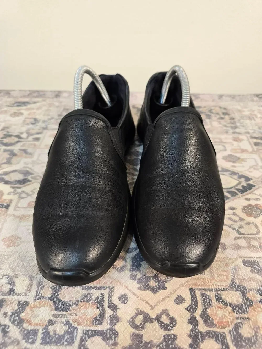 Ecco Soft 5 Slip On Black Leather Loafer Flat Comfort Women's Shoes Size 9.5